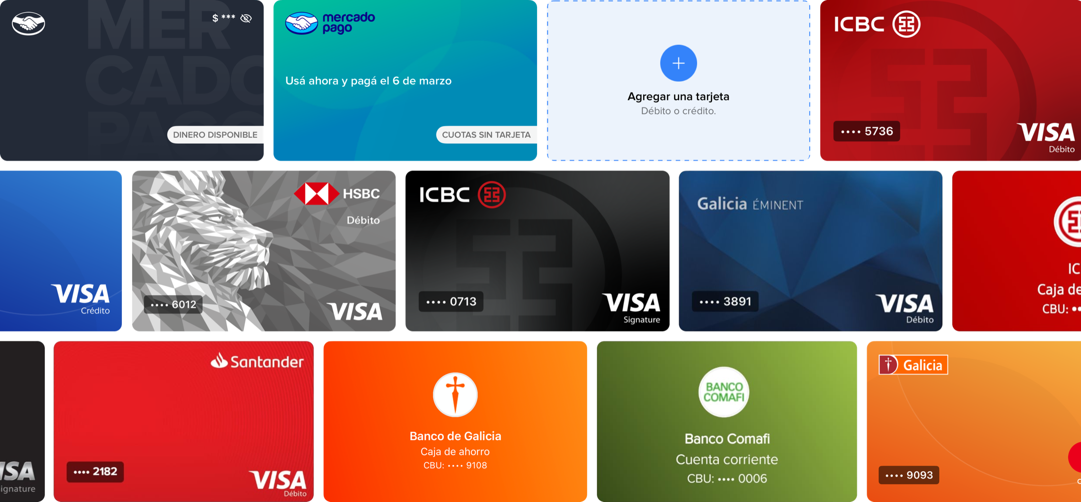 Redesigned payment cards — high visual fidelity to physical cards
